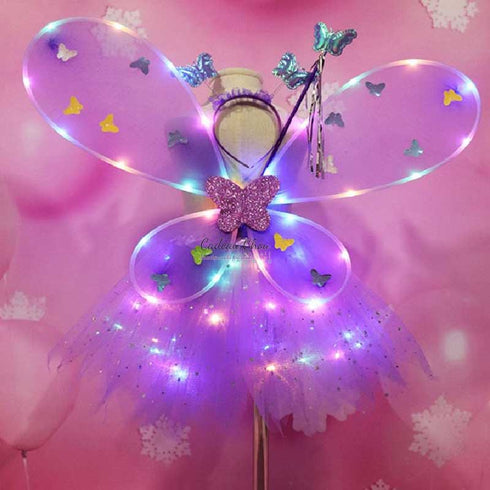 Déguisement fée papillon fille lumineux